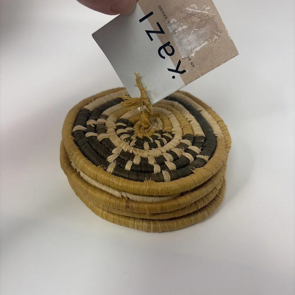 Kazi Handwoven Coasters Handmade In Uganda Set Of 4 (4”x4”)